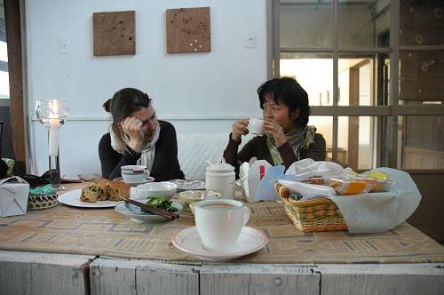 Emma and Mutsumi have tea and a chat.