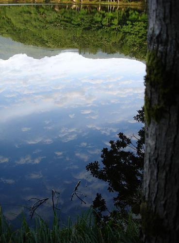 Sky reflected on one of Shiretoko goko.