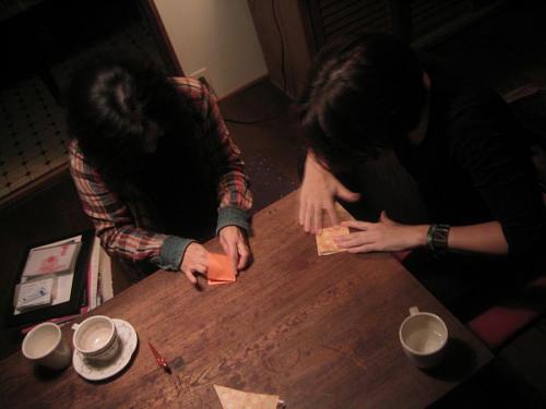 Emma and Mutsumi folding origami