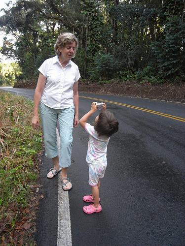 We took a break for some fresh air on our drive down the narrow, winding road to Hana. Sofie took some pictures of her grandma. 