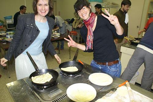 Everyone had fun stretching out the dough and cooking the tortillas.